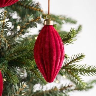 Burgundy Flocked Shuttle Ornament - Joy By