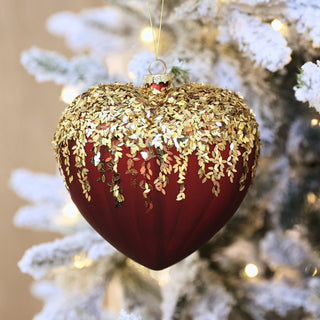 Burgundy Heart hanging ornament - Joy By
