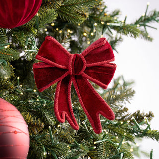 Burgundy Velvet Bow With Tonal Trim - Joy By