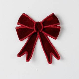 Burgundy Velvet Bow With Tonal Trim - Joy By