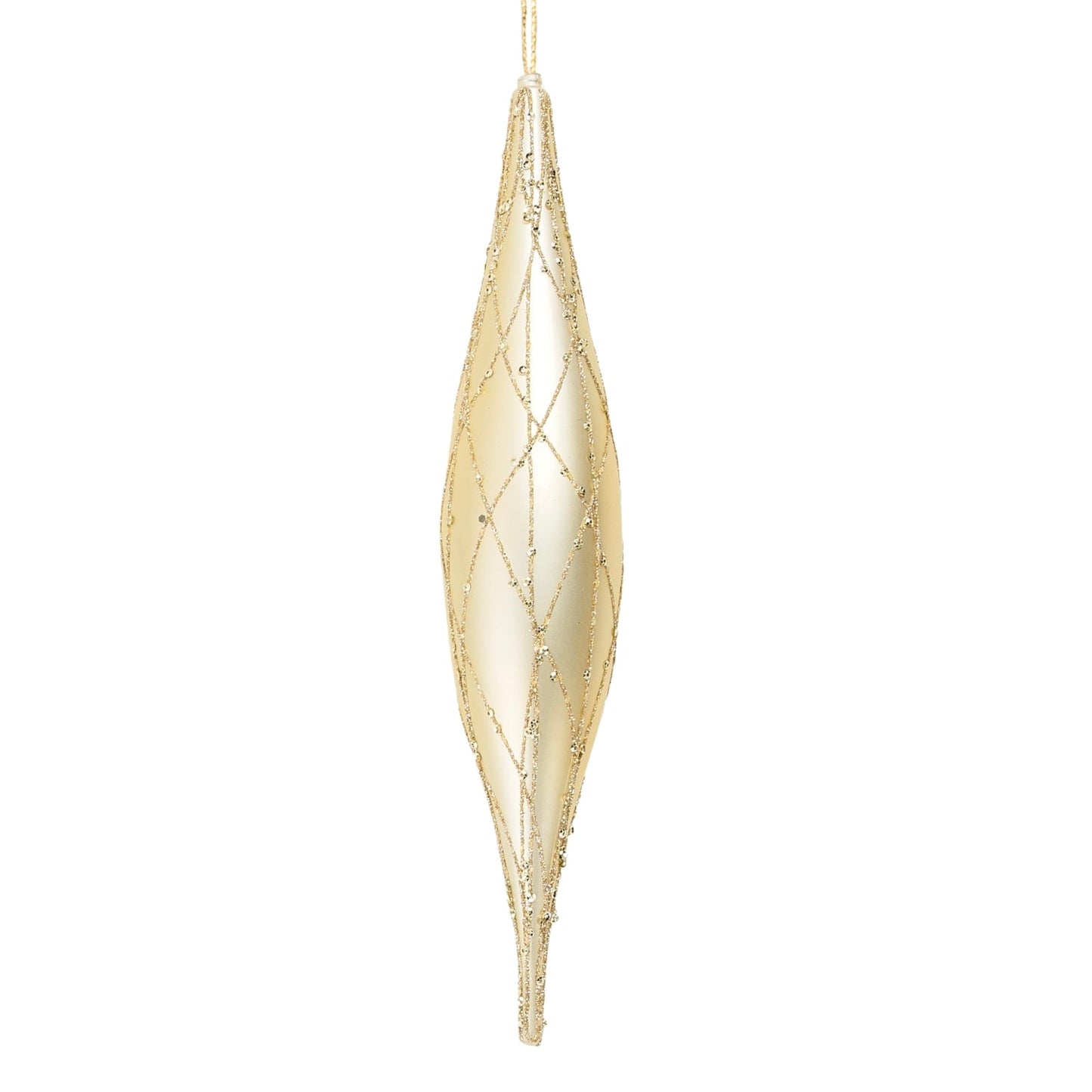 Champagne Oval Drop Ornament with Champagne Glitter - Joy By