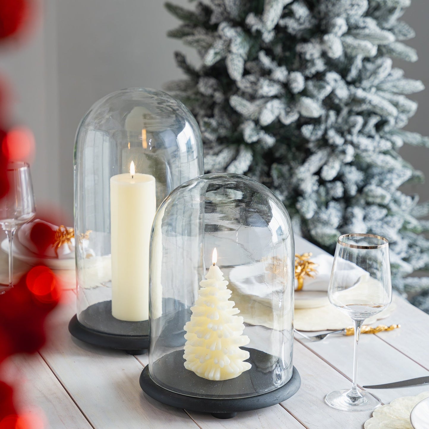 Decorative Glass Cloche With Wooden Base - Large - Joy By