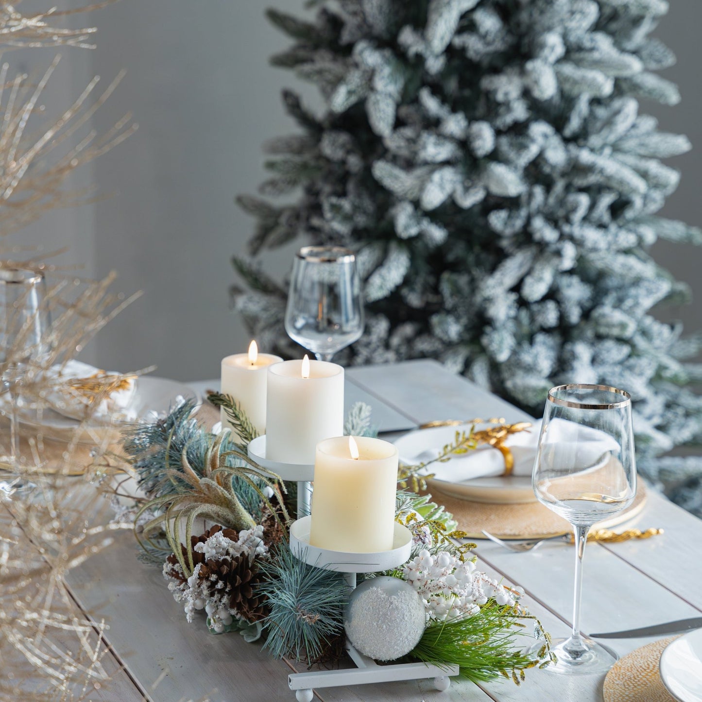 Large Pine & Succulent Candle Holder - Joy By