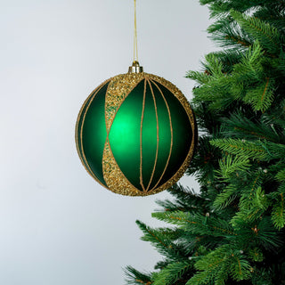 Matte Green & Gold 6" Ball Ornament - Joy By