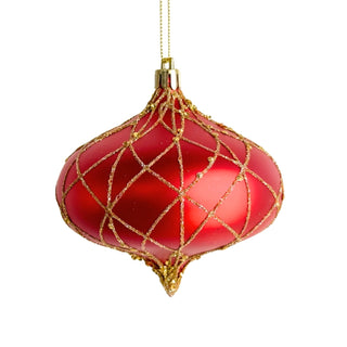 Matte Red & Gold Onion Ornament - Joy By