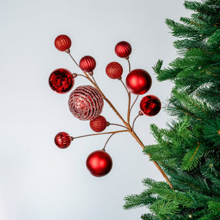 Matte Red & White Ball Spray Pick - Joy By