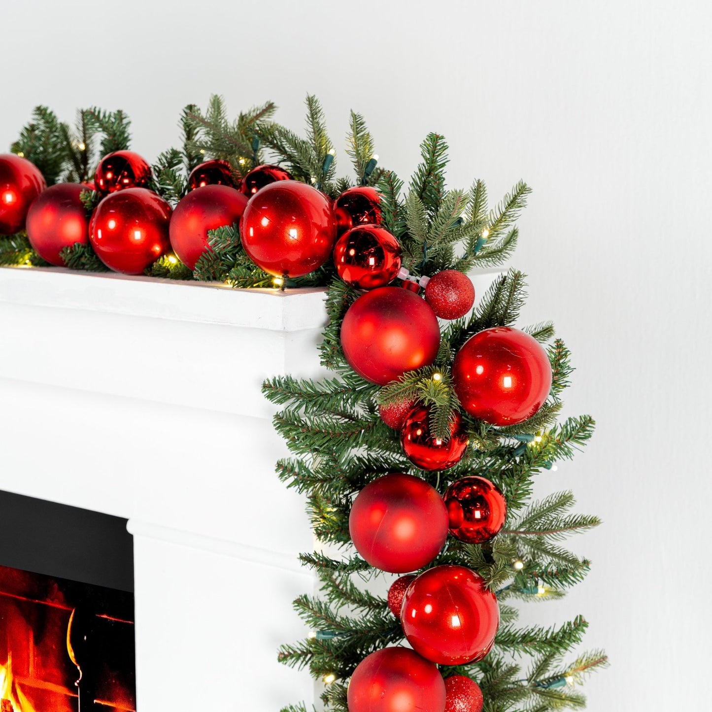 Pre Lit Olympia Christmas Garland with 100 Warm White LED Lights - Joy By