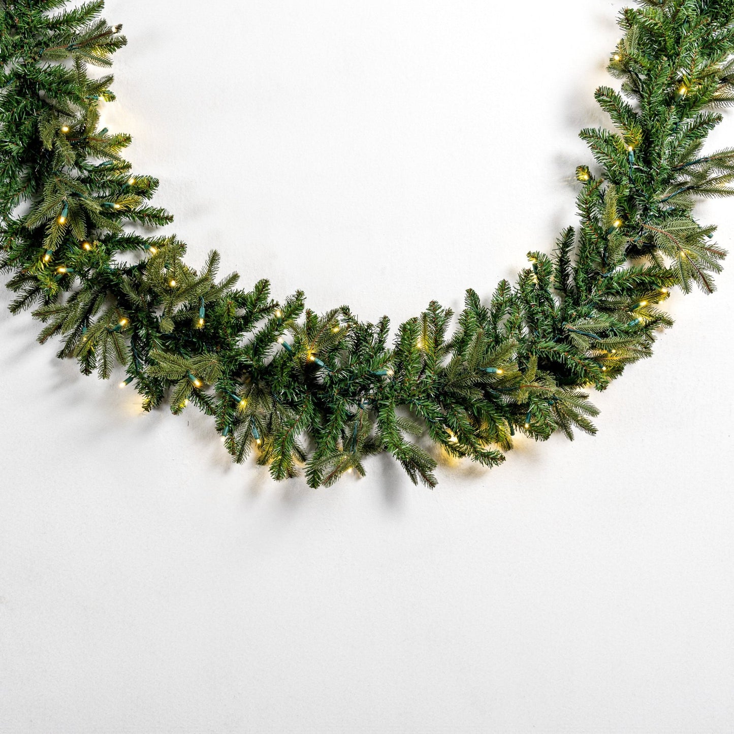 Pre Lit Olympia Christmas Garland with 100 Warm White LED Lights - Joy By