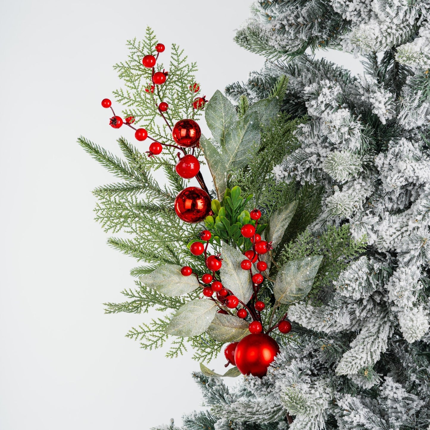 Red Winterberry & Red Ball Ornament With Foliage Pick - Joy By