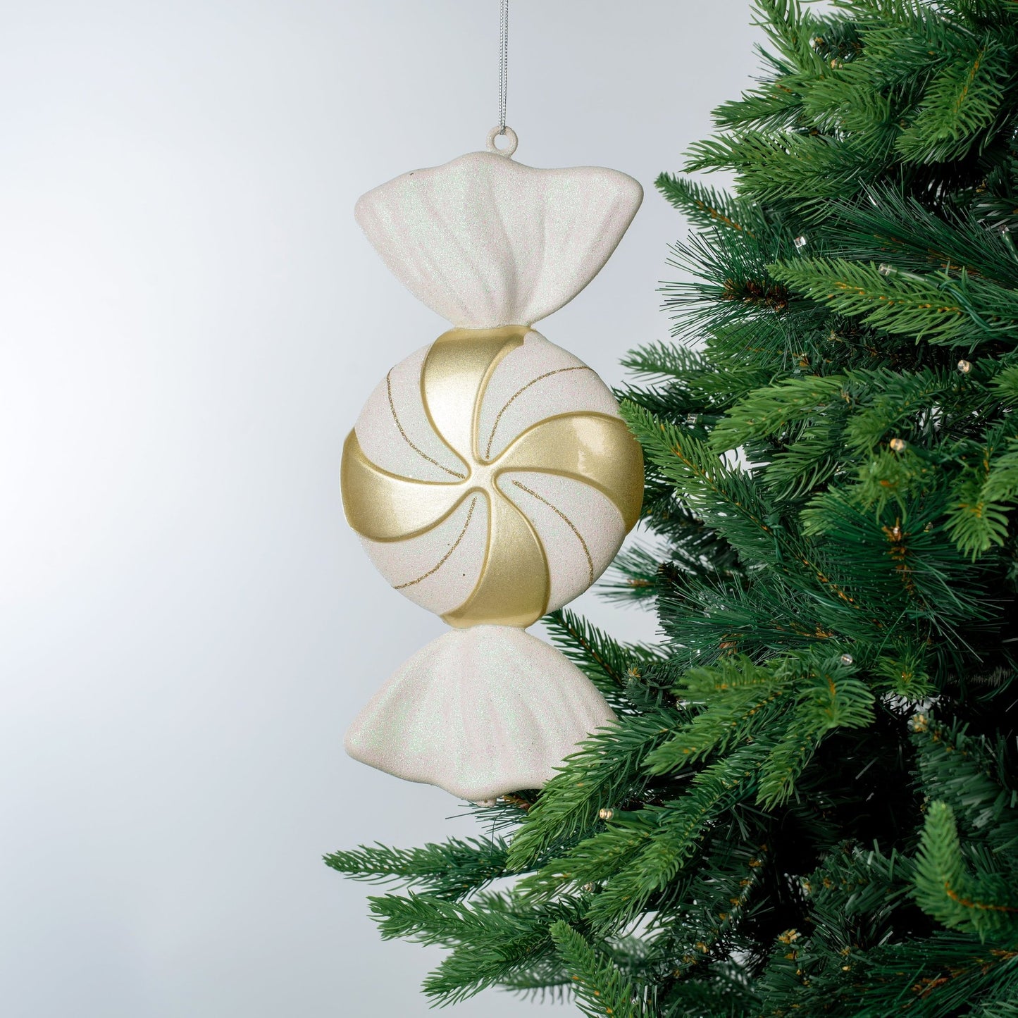 White & Bright Champagne 12" Swirl Candy Ornament - Joy By