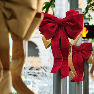 Burgundy Oversized Outdoor Bow on a front door