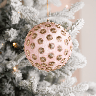 Pink Sunflower Stud Velvet Ornament 4" - Joy By