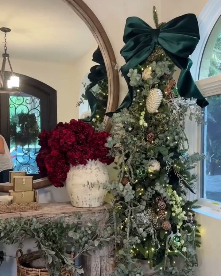 Rustic Christmas Entryway: Eucalyptus, Pinecones & Gold Bells | Joy By ...