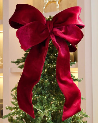 The Burgundy Tree Set: Burgundy Velvet Festive Bow Topper