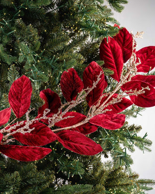 The Burgundy Tree Set: Burgundy Velvet Magnolia Garland with Champagne Detail