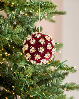The Burgundy Tree Set: Burgundy Pearl & Rhinestone Velvet Ornament