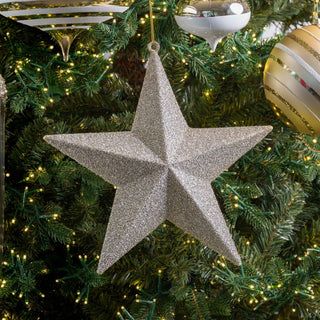 12" Textured Champagne Star Ornament - Joy By