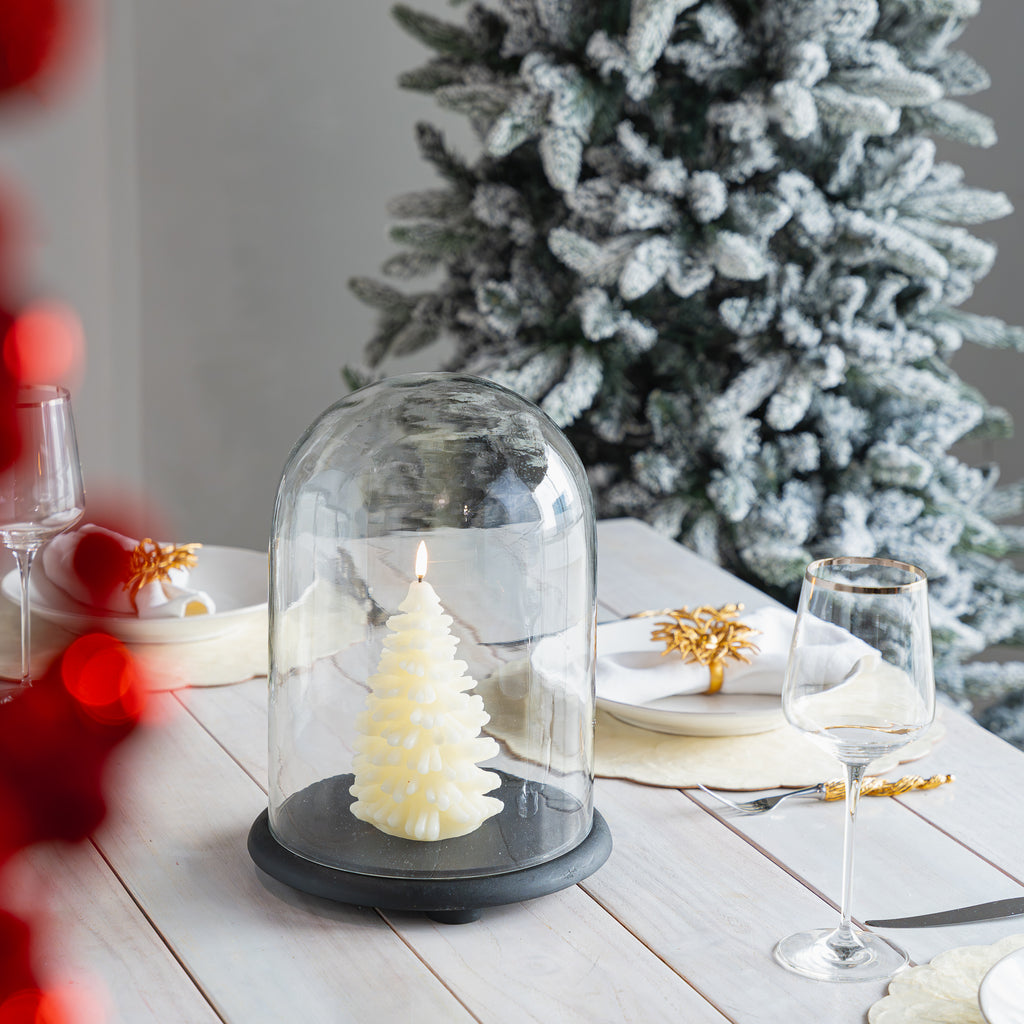 Glass Cloche Wooden Base Christmas Decor 2 Sizes | Joy By – Joy By