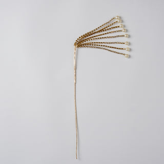 Gold Rhinestone Pick With Pearl Tips Gold