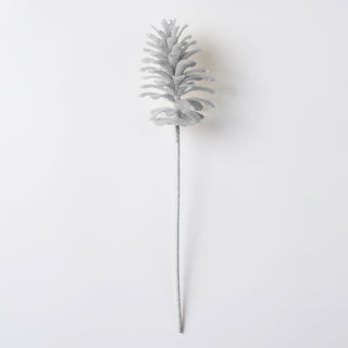 Silver Pinecone Pick with Glitter Silver