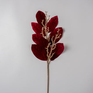Burgundy Velvet Magnolia Leaf Pick Burgundy
