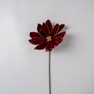 Burgundy Velvet Blooming Magnolia Pick Burgundy