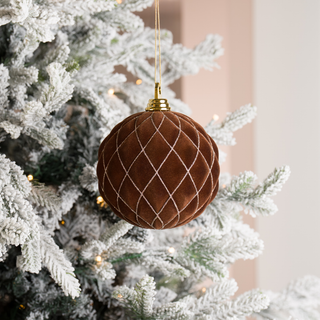 Coffee Flocked 6" Shatterproof Ball Ornament