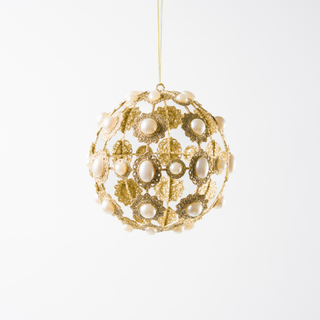 Champagne & Pearl 5" Metal Ball Ornament