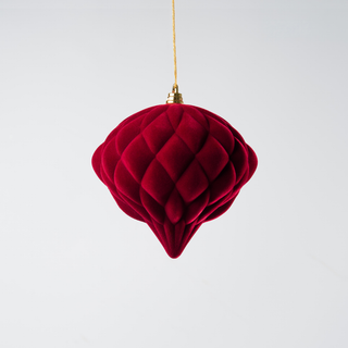 Burgundy Flocked Onion Ball Ornament 6"