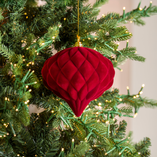 Burgundy Flocked Onion Ball Ornament 6"