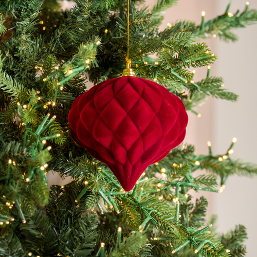 Burgundy Flocked Onion Ball Ornament 6"