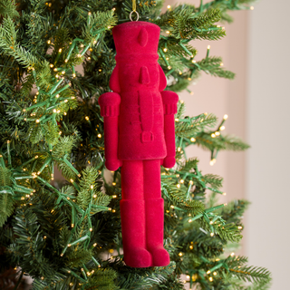 Burgundy Flocked Nutcracker Ornament 12-Inch - Joy By