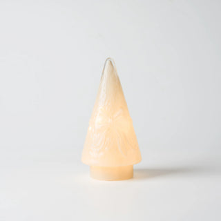 29cm Cream LED Glass Cone Tree with Bow Inlaid - Joy By