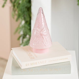 29cm Pink LED Glass Cone Tree with Bow Inlaid - Joy By