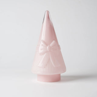 29cm Pink LED Glass Cone Tree with Bow Inlaid - Joy By