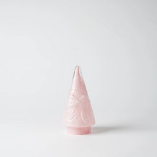 22cm Pink LED Glass Cone Tree with Bow Inlaid - Joy By