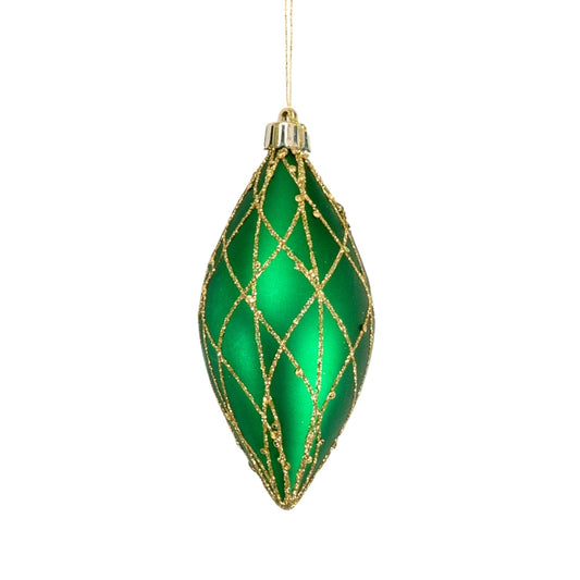 5" Matte Green Shuttle Ornament with Gold Glitter - Joy By