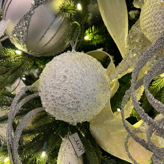 5" White Sequin Ball Ornament - Joy By