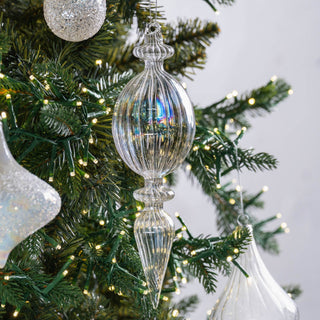 7" Clear Glass hanging Finial Ornament - Joy By