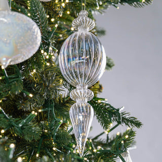 7" Clear Glass hanging Finial Ornament - Joy By