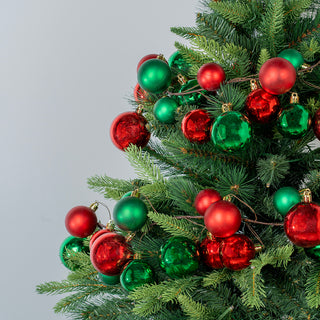Shiny Ball Garland 6ft Red & Green
