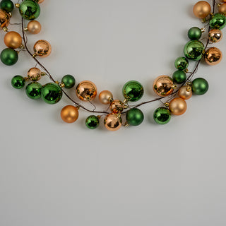 Shiny Ball Garland 6ft Green & Gold