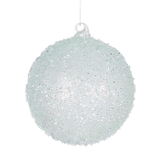 Teal Ball Ornament with Crystal Sugar Beads Blue