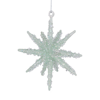 Teal Star Burst Ornament with Crystal Sugar Beads Blue