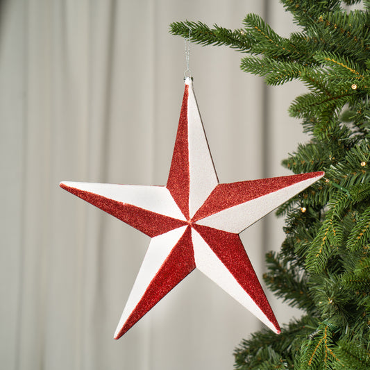 JOYBY Star with White Glitter Christmas Ornament Medium