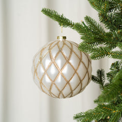 JOYBY Christmas Onion Ornament with Gold Glitter Stripes