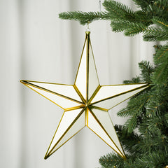 JOYBY Christmas Star Ornament with Gold Glitter Stripes