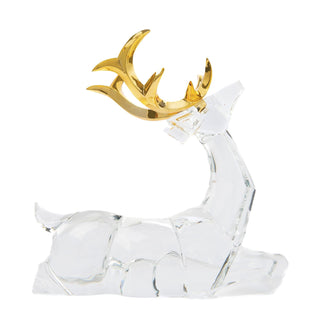 Acrylic Sitting Reindeer with Metallic Gold Horn - Joy By