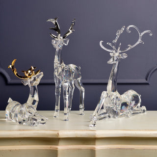 Acrylic Sitting Reindeer with Metallic Gold Horn - Joy By