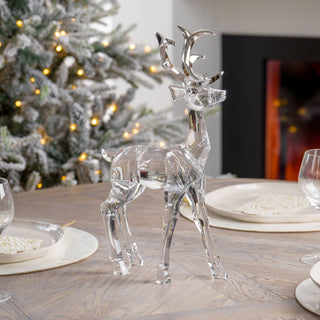 Acrylic Standing Reindeer with Metallic Silver Horns Tabletop - Joy By